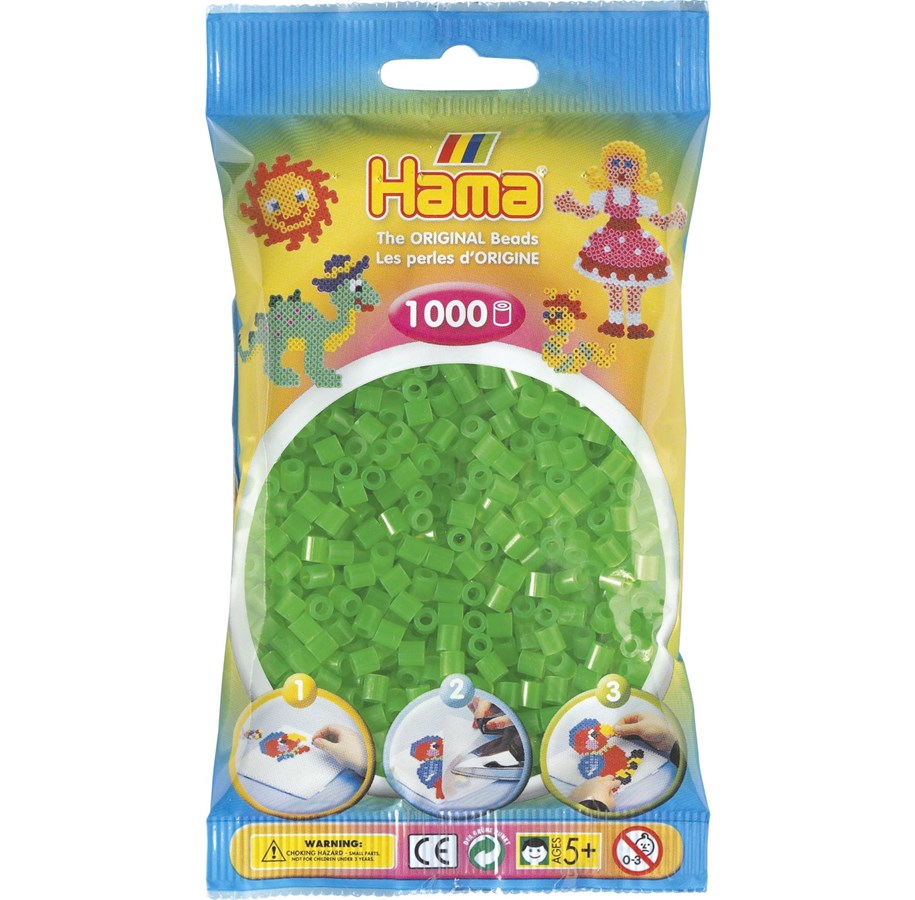 Kreative leker - Hama Beads - Green Neon 1000 pcs - 207-37