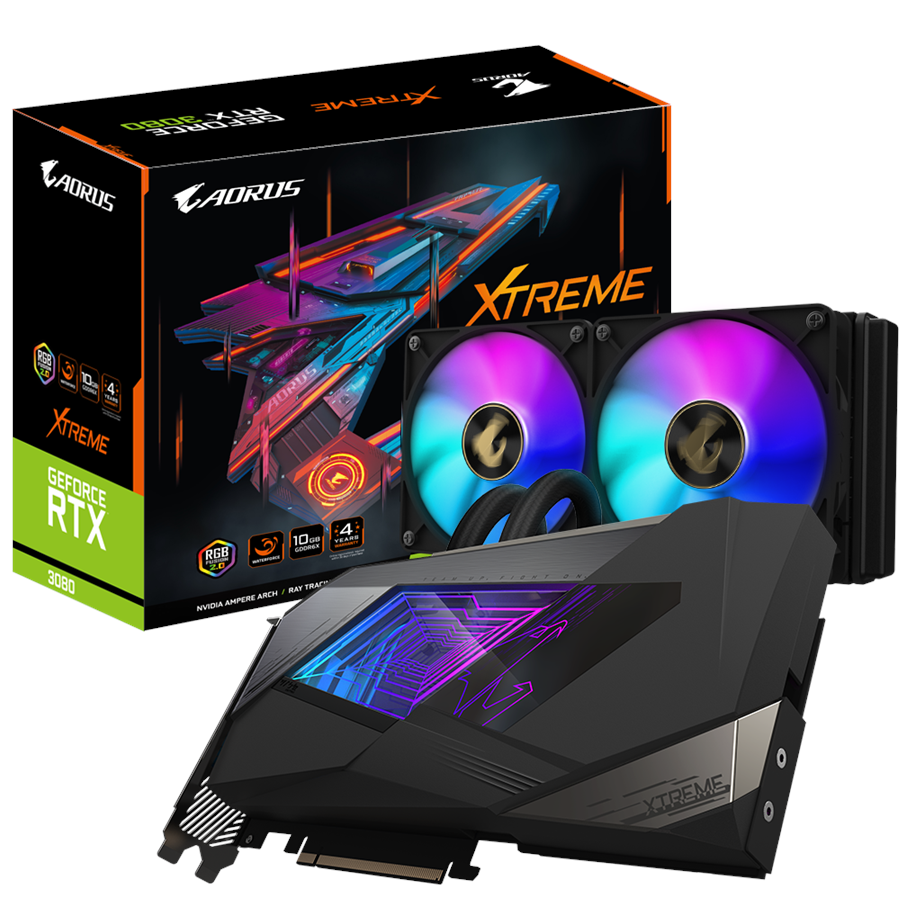 Grafikkort - GIGABYTE GeForce RTX 3080 AORUS WaterForce Xtreme - 10GB GDDR6X RAM - Grafikkort - GV-N3080AORUSX W-10GD