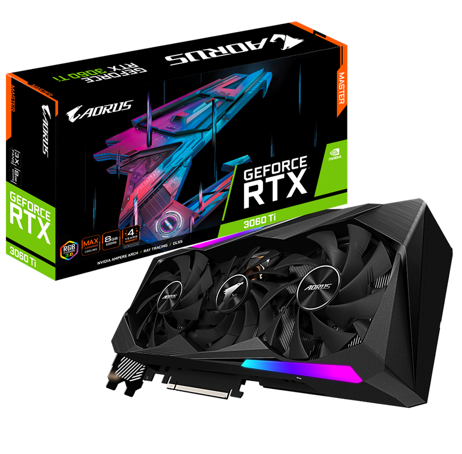 Grafikkort - GIGABYTE GeForce RTX 3060 Ti AORUS Master - 8GB GDDR6 RAM - Grafikkort - GV-N306TAORUS M-8GD