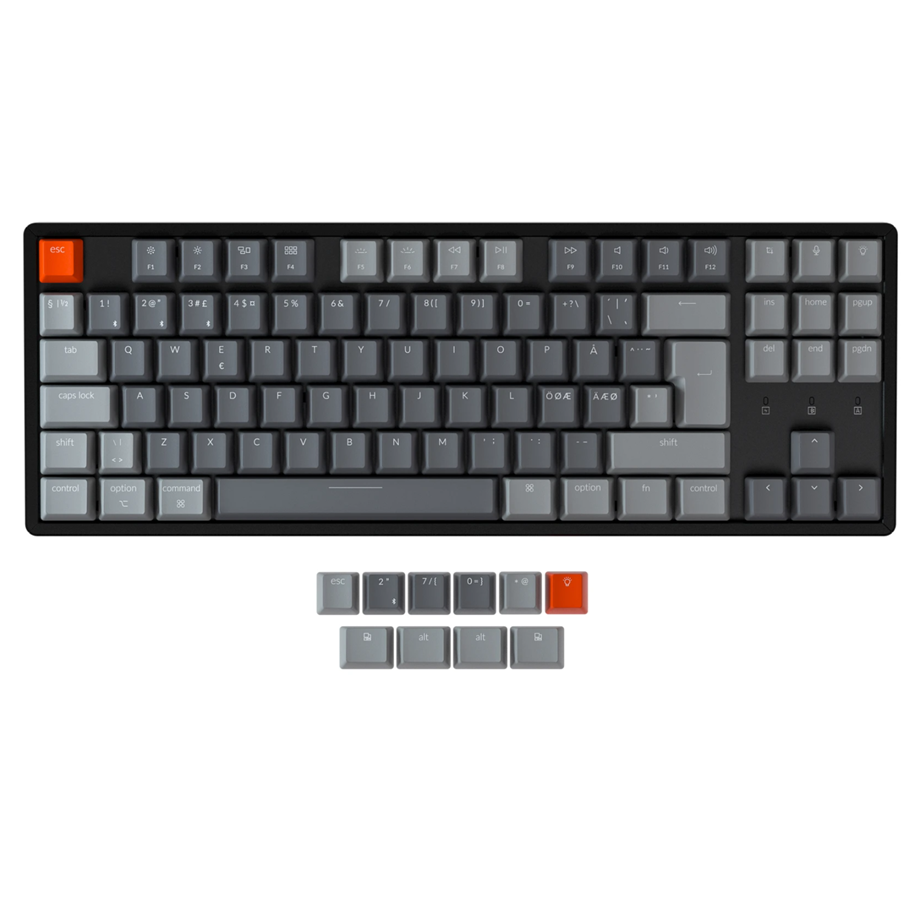 Tastatur - Keychron K8 RGB Aluminium Hot-Swap - Gateron Brown - Gamingtastatur - Uten numpad - Nordisk - Svart - K8-J3-BO