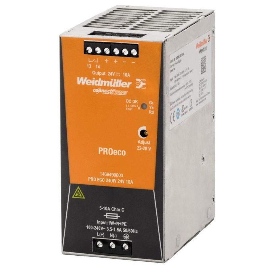 Komponenter for switchboxes og skap - Weidmuller Pro eco 240w 24v 10a - 1469490000