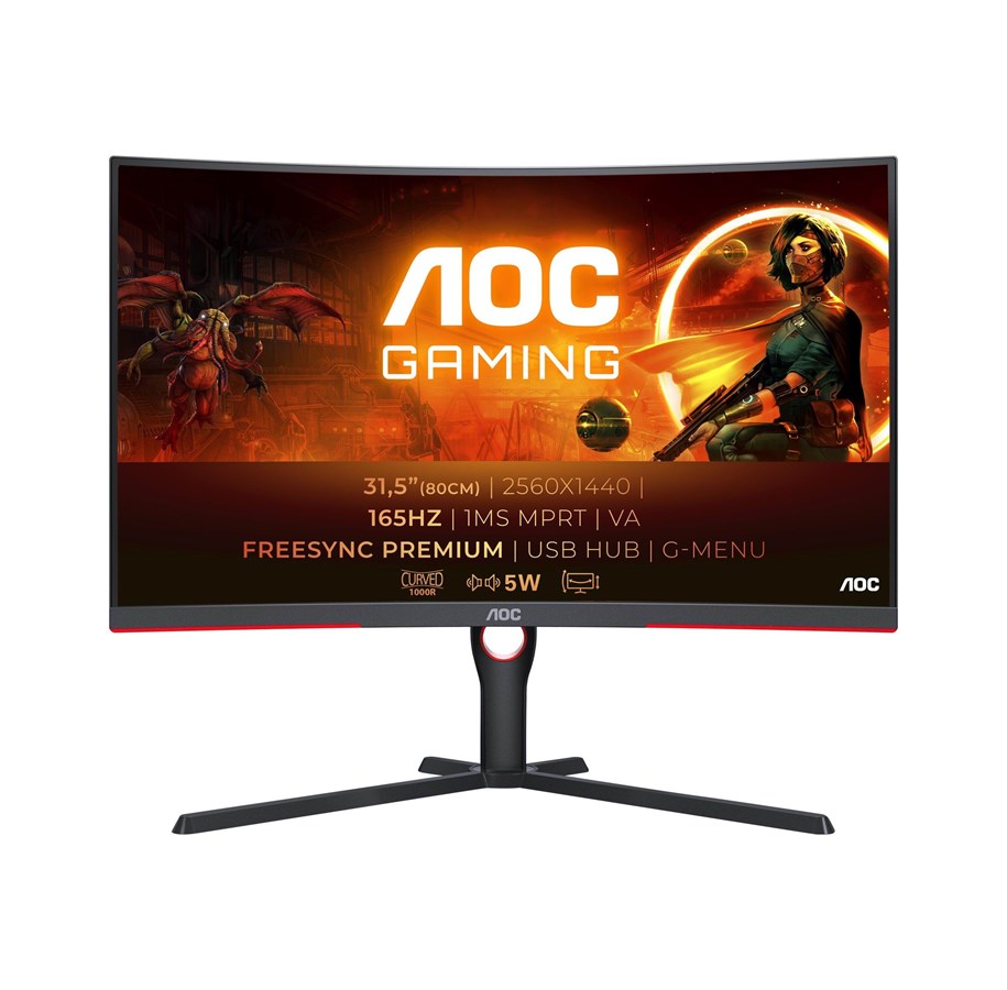 Skjerm - 32" AOC Gaming CQ32G3SU/BK QHD 165Hz Speakers - CQ32G3SU/BK