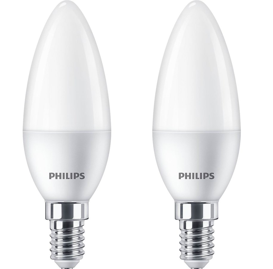 LED-lyspære - Philips LED-lyspære Candle 5W/827 (40W) Frosted 2-pack E14 - 929002977762