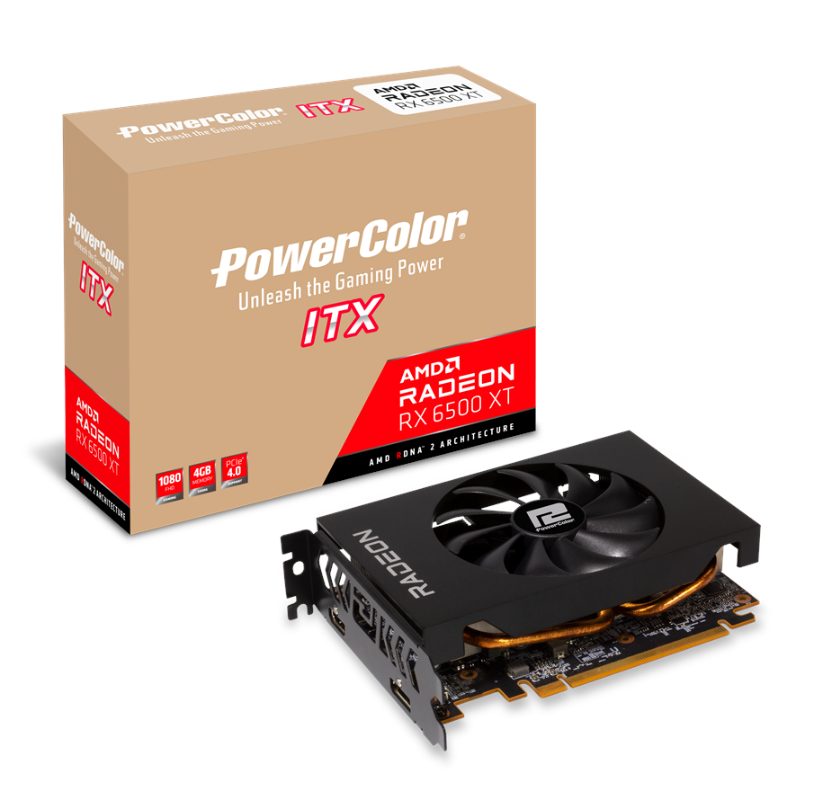 Grafikkort - PowerColor Radeon RX 6500 XT ITX - 4GB GDDR6 RAM - Grafikkort - AXRX 6500XT 4GBD6-DH