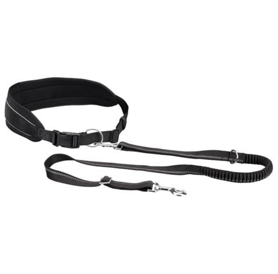 Hund - Trixie Waist belt with leash neoprene padded belt: 70–130 cm/9 cm  leash: 1.20–1.50 m/25 mm graphite/black - TX12767