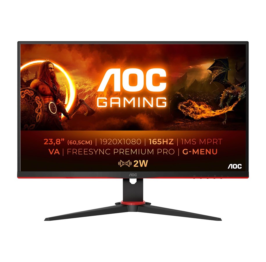 Skjerm - 24" AOC Gaming 24G2SAE/BK - 1920x1080 - 165Hz - VA - 24G2SAE/BK