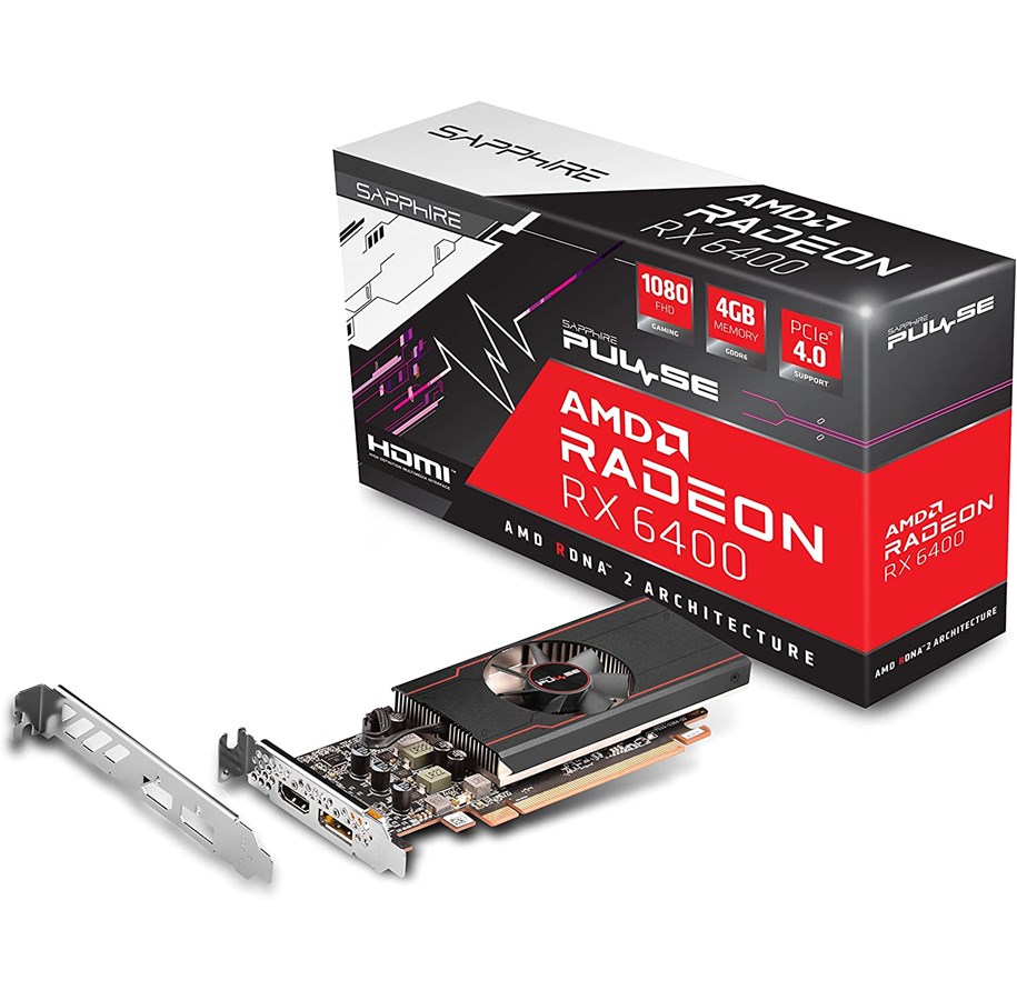 Grafikkort - Sapphire Radeon RX 6400 Pulse - 4GB GDDR6 RAM - Grafikkort - 11315-01-20G