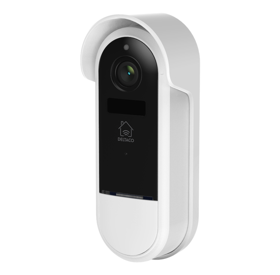 Smarthus - Deltaco SMART HOME WiFi dørklokke med kamera, IP65 værbestandig, hvit/sort - SH-DB02