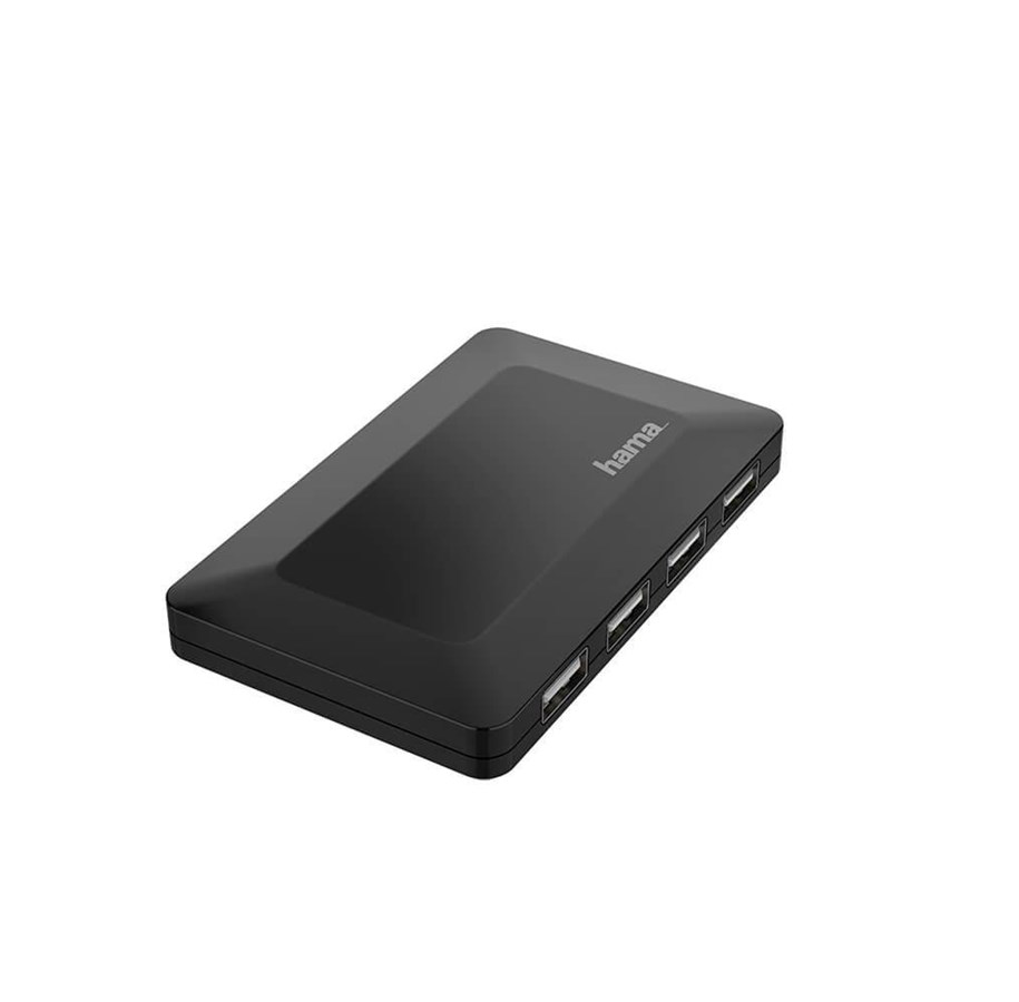 USB-hub - Hama USB Hub 4 Ports USB 2.0 480 Mbit/s incl. Cable and Power Supply Unit USB-hub - 4 porter - Svart - 002001220000