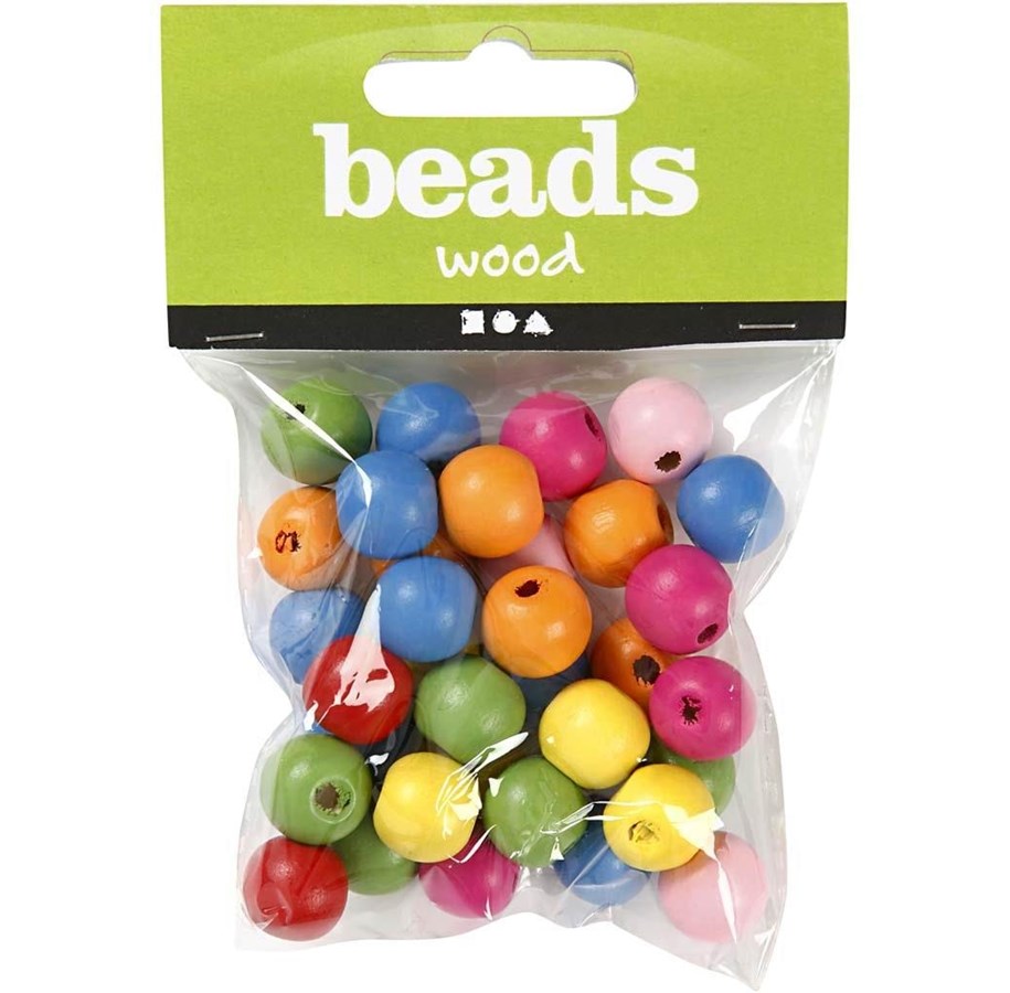 Kreative leker - Creativ Company Wooden Beads Mix 12mm 22gr - 571241