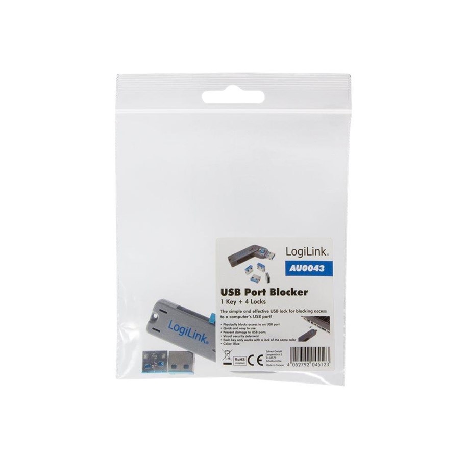 Kabinett tilbehør (kjølepasta mv.) - LogiLink USB-A port blocker (1x key and 4x locks) - AU0043