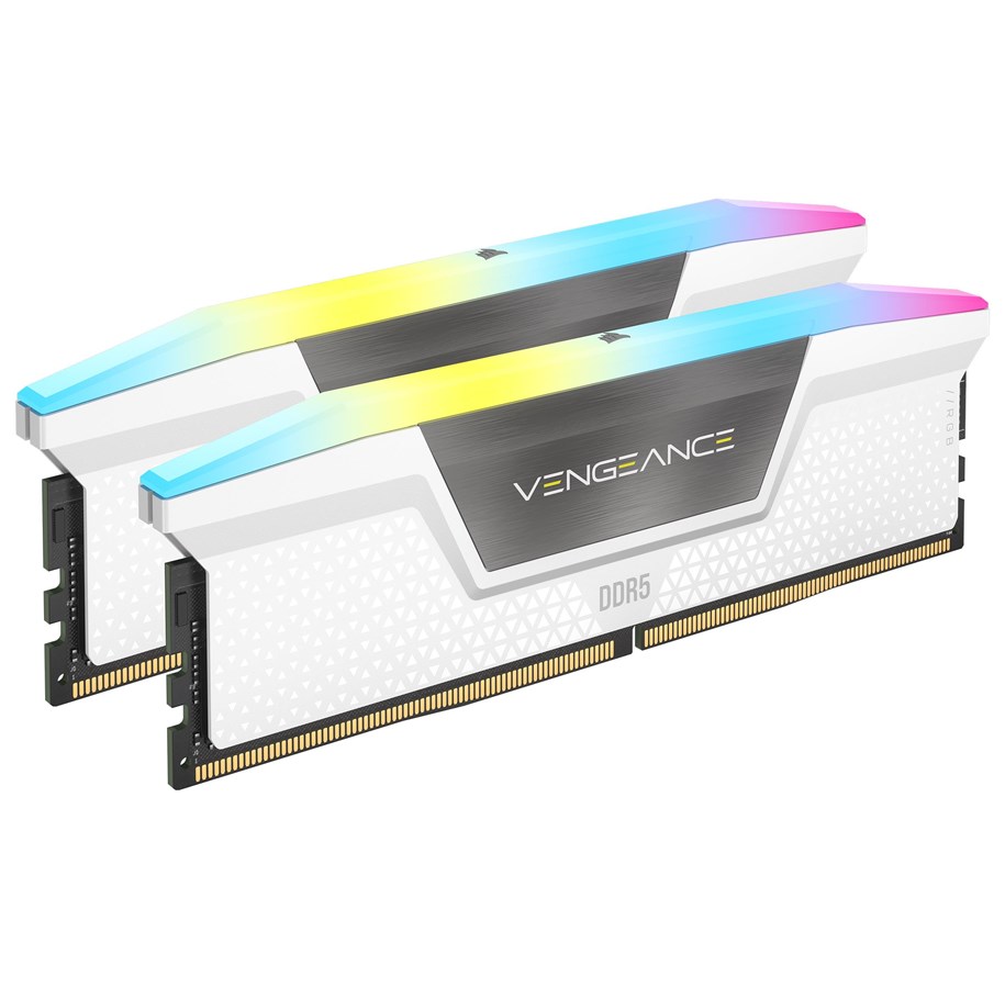 RAM - Corsair Vengeance RGB DDR5-6000 - 32GB - CL36 - Dual Channel (2 pcs) - Intel XMP - Hvit med RGB - CMH32GX5M2D6000C36W