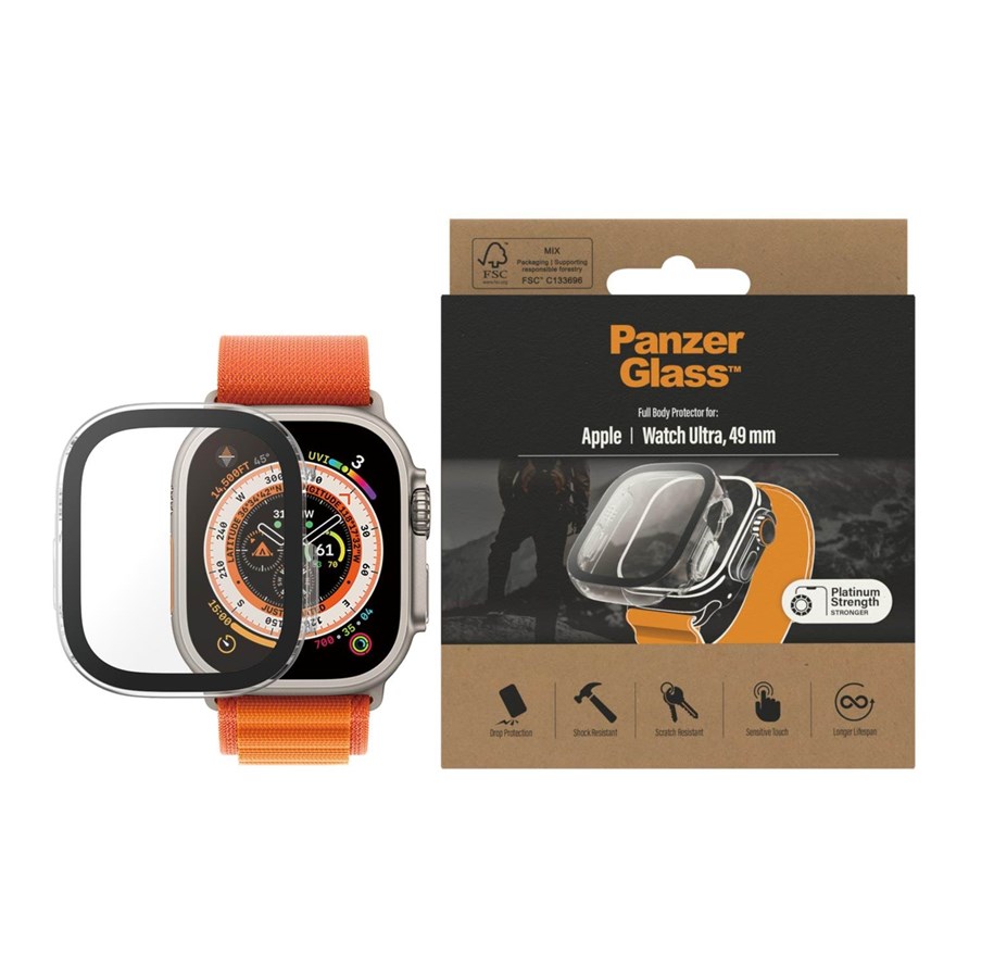 Smartklokke - Tilbehør - PanzerGlass Screen Protector Full Body Apple Watch Ultra 2 | Ultra | 49mm | Transparent - PANZER3677