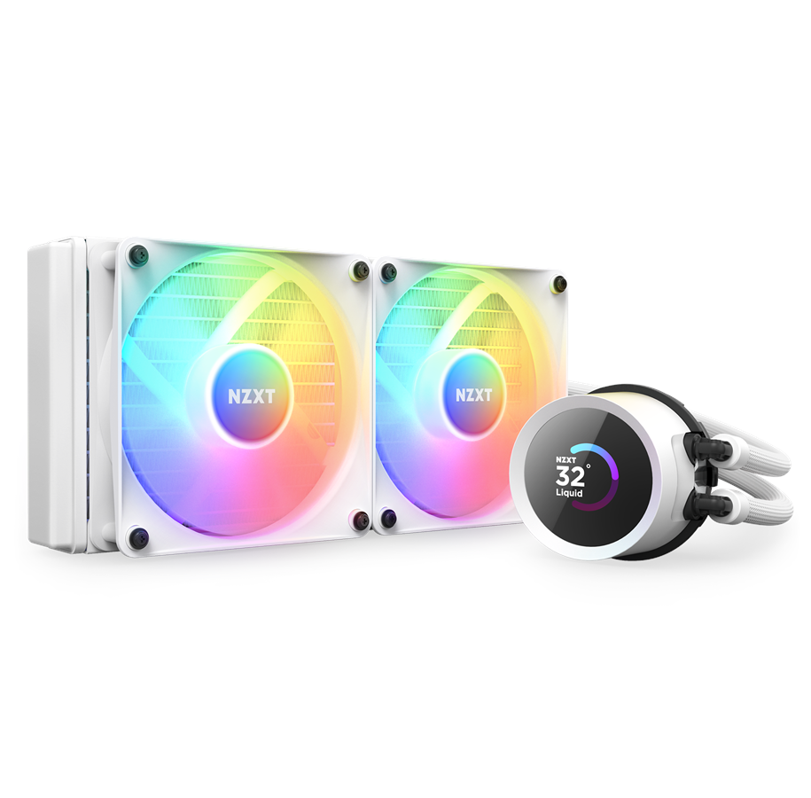 Prosessor-kjøler - NZXT Kraken 240 White RGB - CPU Vannkjøling - Max 31 dBA - RL-KR240-W1