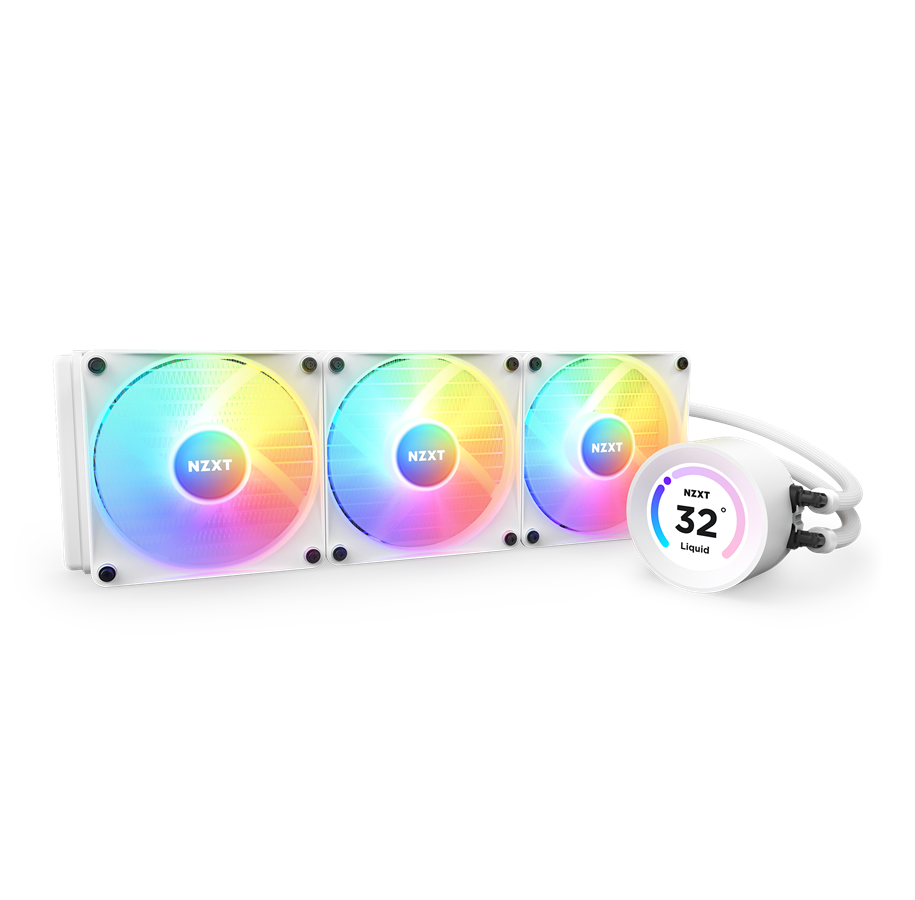 Prosessor-kjøler - NZXT Kraken Elite 360 Hvit RGB - CPU Vannkjøling - Max 31 dBA - RL-KR36E-W1