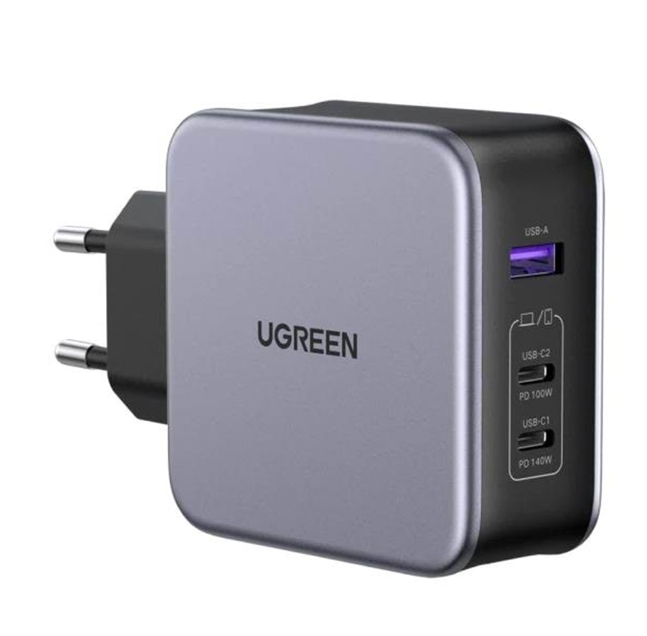 Mobil - Adaptere og ladere - UGREEN Nexode 140W USB-C PD GaN Charger-3 Ports Wall Charger + 1.5m USB-C cable - Black - 90549