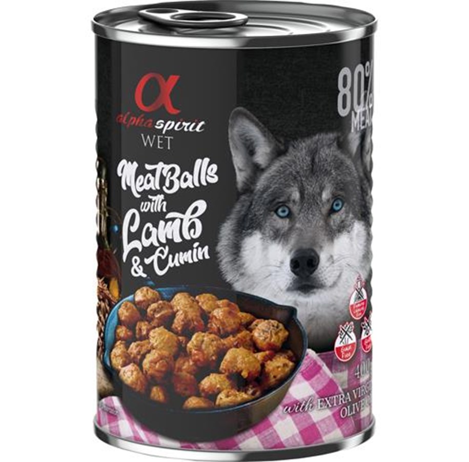 Hund - Alpha Spirit canned meatballs with lamb & cumin 400g - H20104