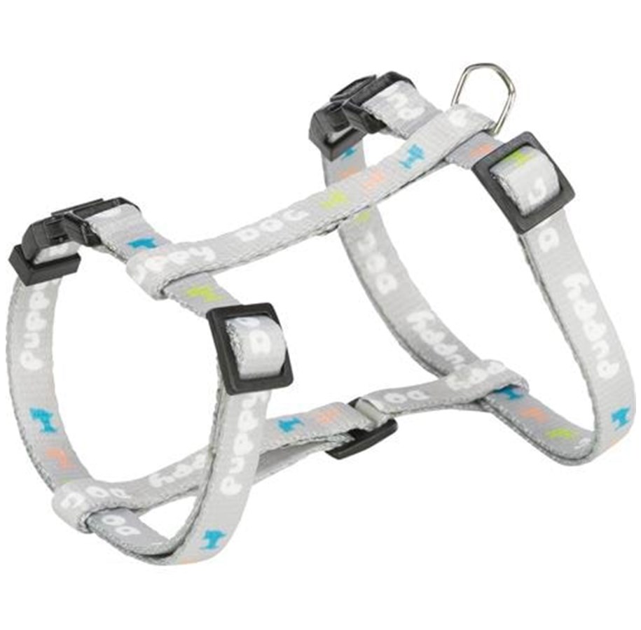 Hund - Trixie Junior Puppy H-Harness with Lead M-L: 27-45cm/10mm 2m. light grey - TX15350