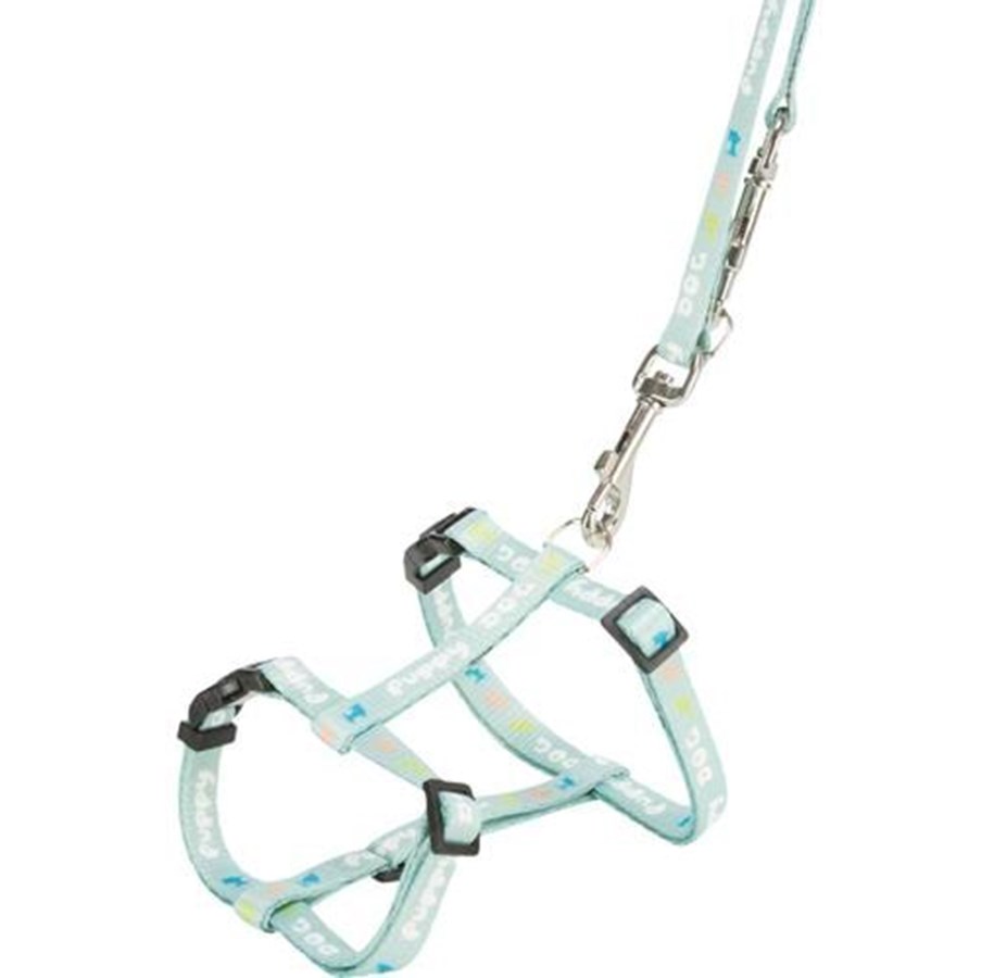 Hund - Trixie Junior Puppy H-Harness with Lead M-L: 27-45cm/10mm 2m. mint - TX15355