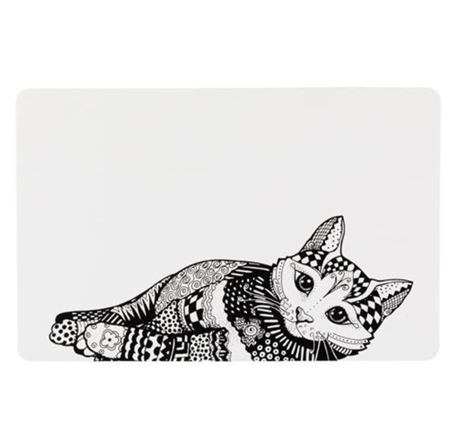 Katt - Trixie Place Mat Cat 44 × 28 cm white/black - TX24788