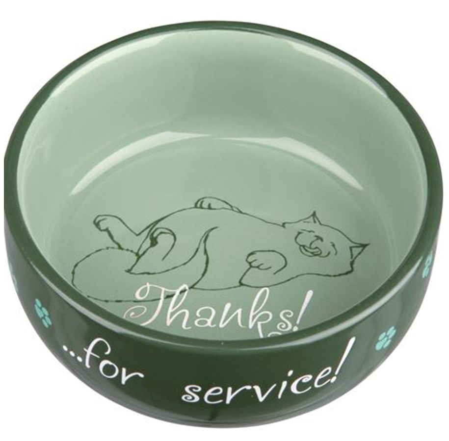Katt - Trixie Ceramic Bowl Thanks for Service.0.3 l/ø 11 cm assorted colours - TX24793