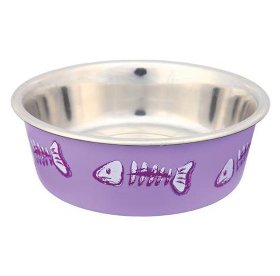 Katt - Trixie Stainless Steel Bowl cat 0.3 l/ø 12 cm assorted colours - TX25270