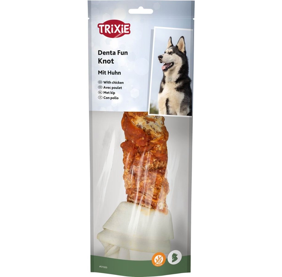 Hund - Trixie Denta Fun Kyllinginnpakket Råhudsknute 25cm 220g - TX31320