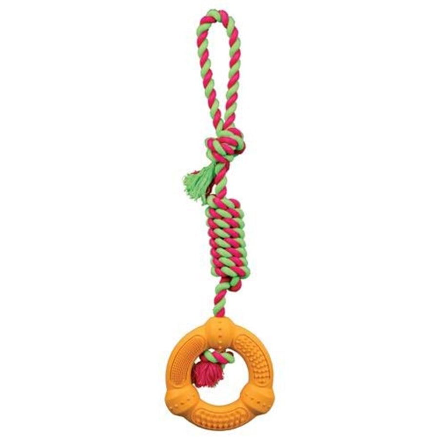 Hund - Trixie Playing Rope with Ring 12 cm/41 cm assorted colours - TX33191