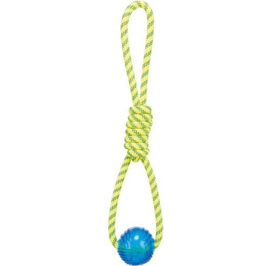 Hund - Trixie Playing Rope with Ball ø 6 × 40 cm yellow/green - TX33662