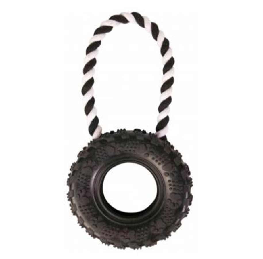 Hund - Trixie Dog Toy Tire on a Rope ø 15/31 cm black - TX33702