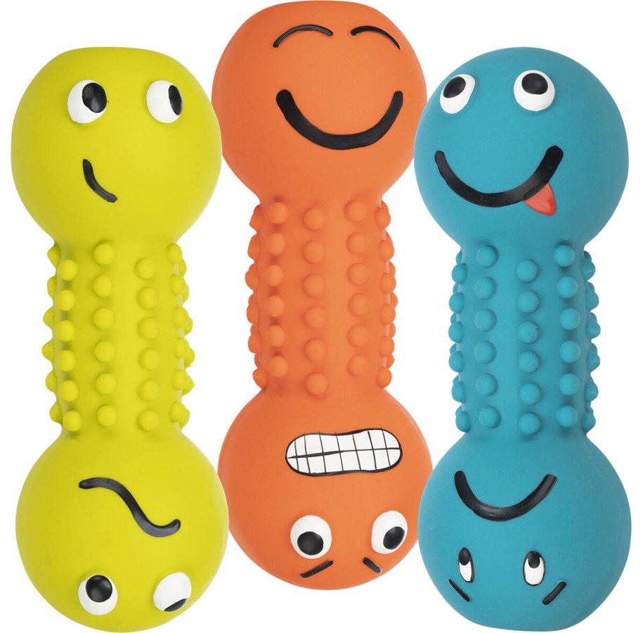 Hund - Trixie Smiley dumbbell latex 19 cm assorted colours - TX35251