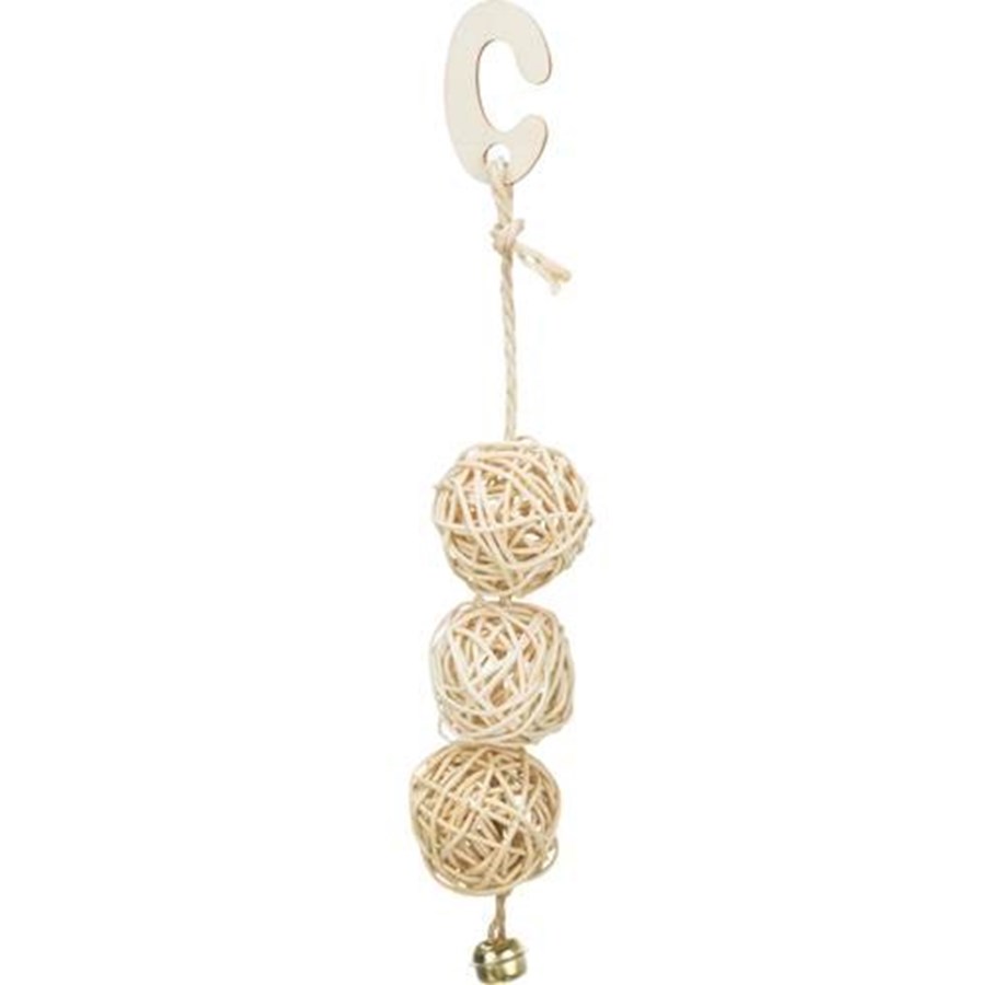 Pinner, husker og lekestativ - Trixie 3 Rattan balls with bell 24 cm - TX51693