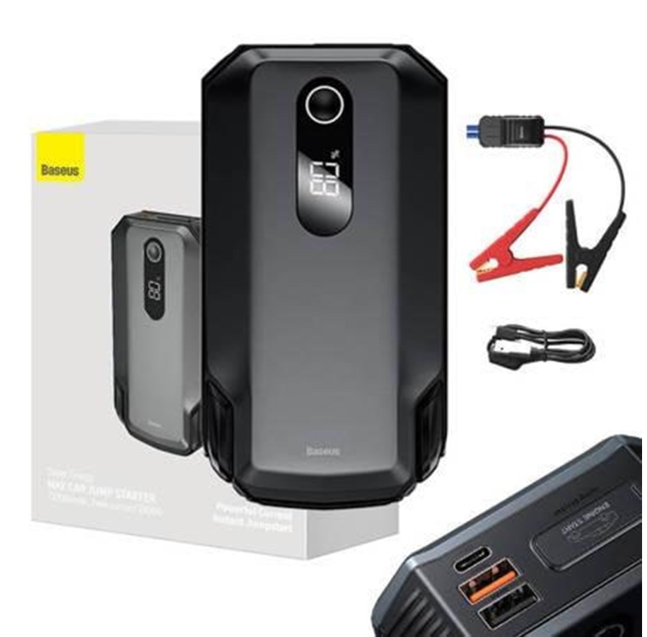 Nødlader - Baseus Powerbank / Super Energy Max Car Jump Starter 20000mAh 2000A USB (Black) Nødlader - Svart - 20000 mAh - CGNL020001