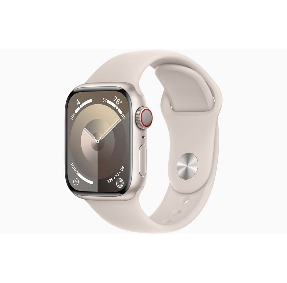 Smartklokke, Smartwatch & Sportsklokke - Apple Watch Series 9 GPS + Cellular 41mm - Starlight Aluminium Case with Starlight Sport Band - S/M - MRHN3DH/A