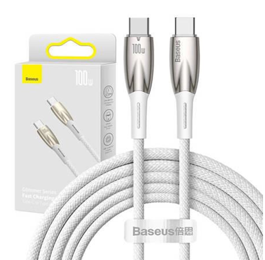 USB - Baseus USB-C cable for USB-C  Glimmer Series 100W 2m (White) - CADH000802