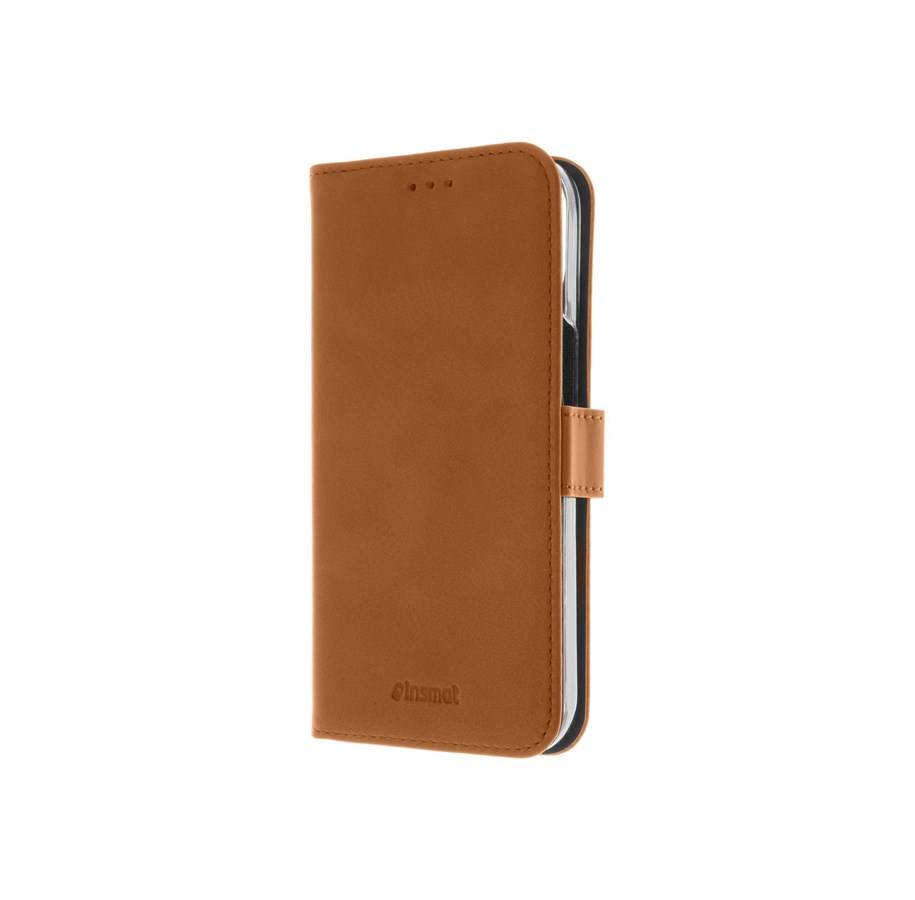 Mobil - Deksel og etui - Insmat PREMIUM FLIPCASE IPHONE 15 PRO MAX BROWN - 650-3199