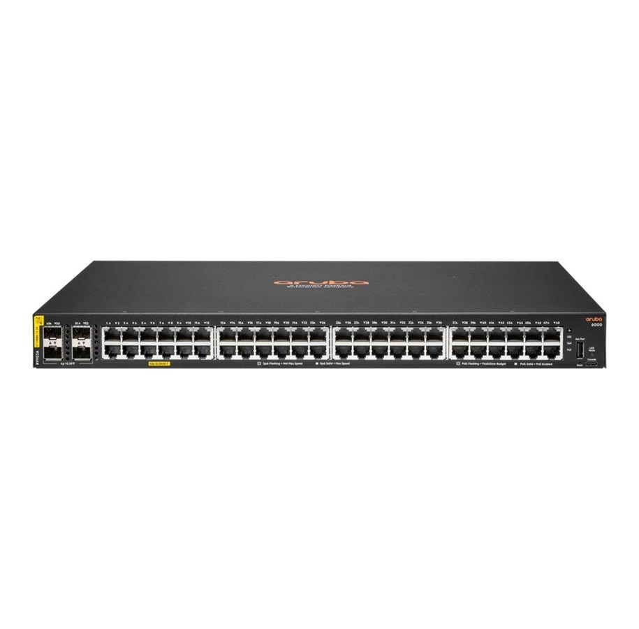 Switch/splitter - Hewlett Packard Enterprise HPE Aruba Networking CX 6000 48G Class4 PoE 4SFP 740W Switch - R9Y03A#ABB