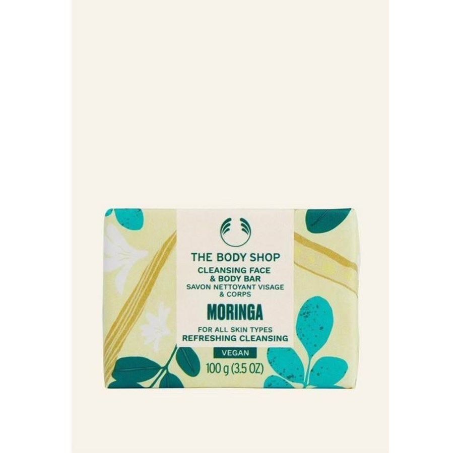 Kroppspleie - The Body Shop Moringa Cleansing Face & Body Bar 100 g. - 5028197251109