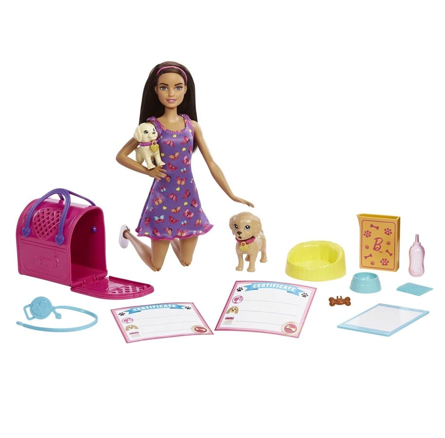 Dukker, Bamser & Utstyr - Barbie Doll And Accessories Pup Adoption Playset With Doll 2 Puppies And Color-Change - HKD86