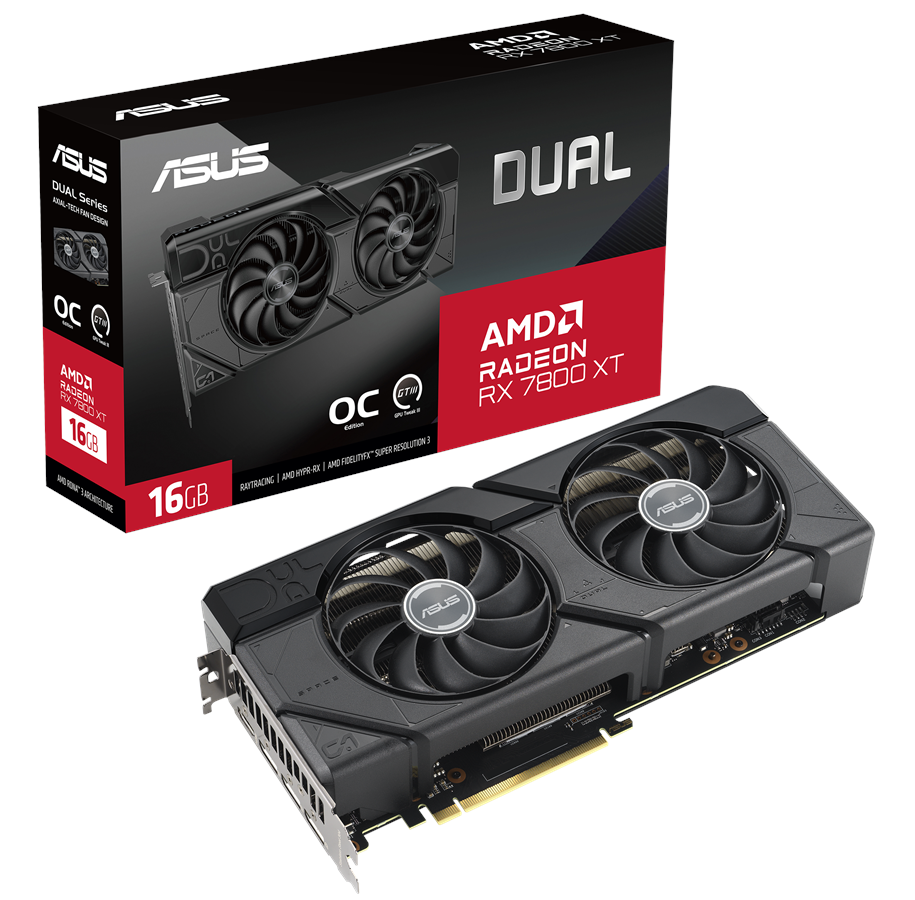 Grafikkort - ASUS Radeon RX 7800 XT DUAL OC - 16GB GDDR6 RAM - Grafikkort - 90YV0JJ1-M0NA00