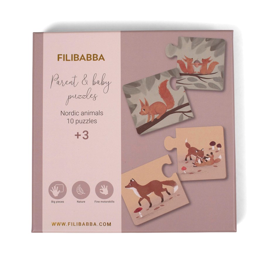 Babyleker - Filibabba Parent & baby puzzle - Nordic animals - FI-02173