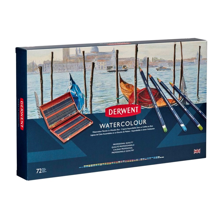 Skrive- & Tegneverktøy - Derwent Watercolour Pencils 72 Wooden Box - 32891