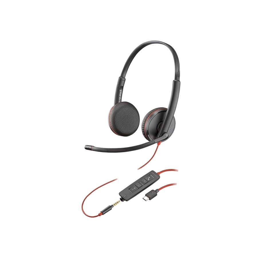 Hodetelefoner - Poly Blackwire C3225 | On Ear headset | Microphone | Active noisereduction - 80S04AA