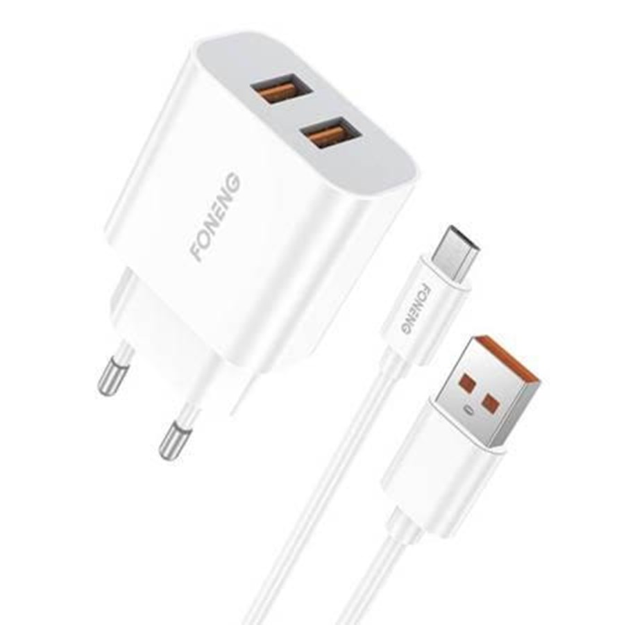 Mobil - Adaptere og ladere - Foneng Fast charger  2x USB EU45 + USB Micro cable - EU45 Micro