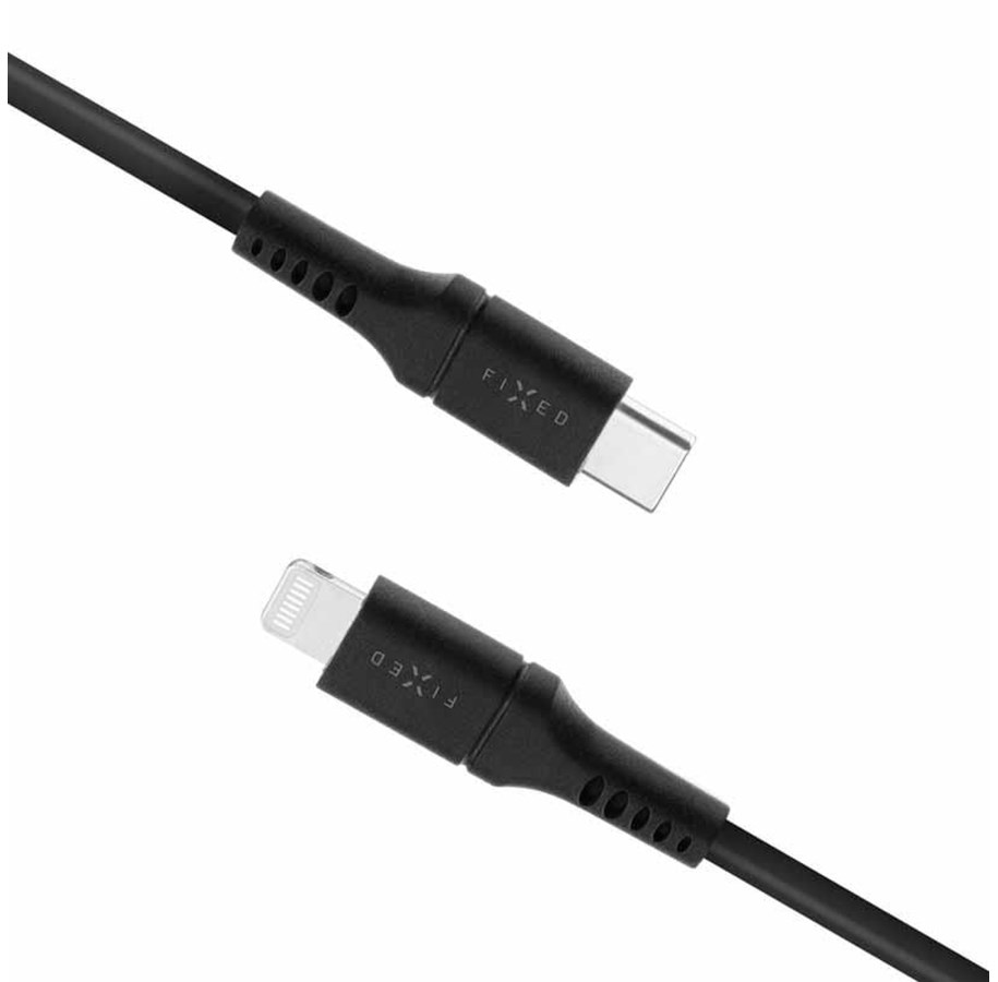 USB - FIXED LIQUID Silicone - USB-C <-> Lightning - 0.5m - Svart - FIXDLS-CL05-BK