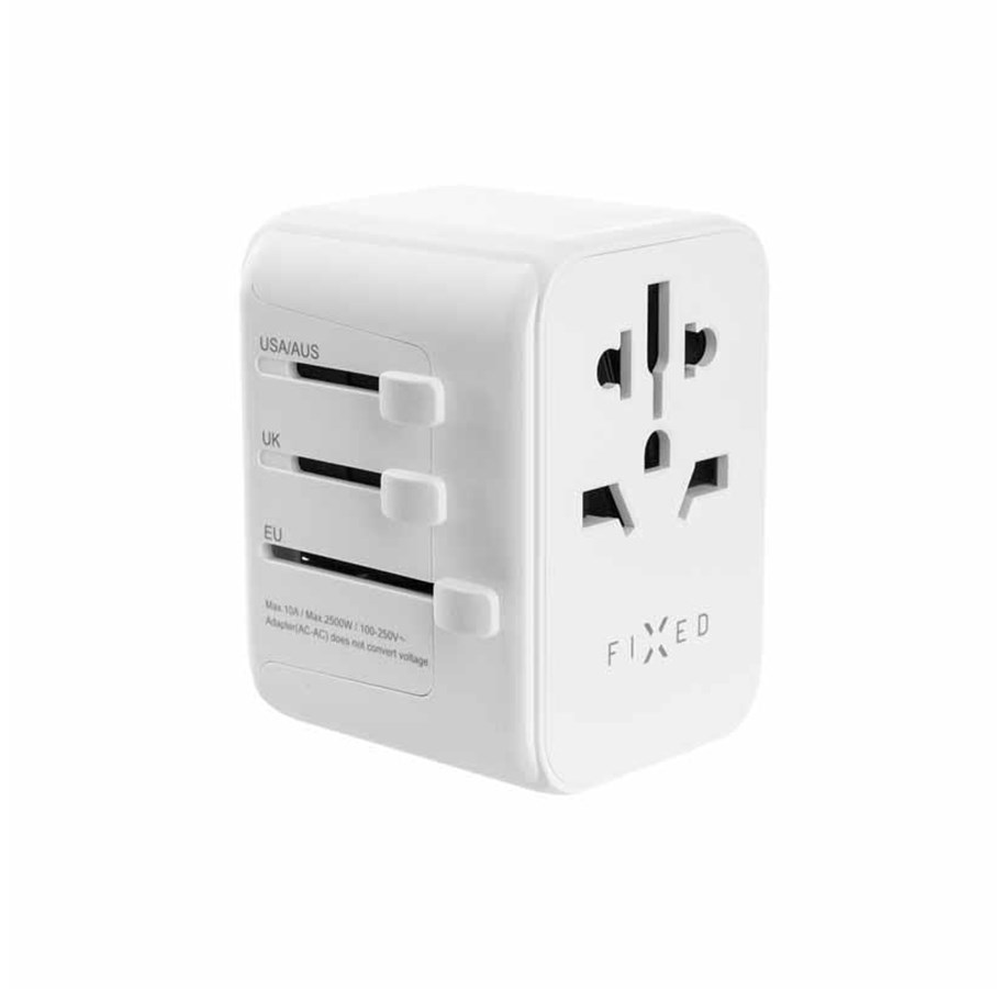 Mobil - Adaptere og ladere - FIXED Travel Charger USB-C/USB-A 30W EU/UK/USA/AUS White - FIXCT30-1C2A-WH