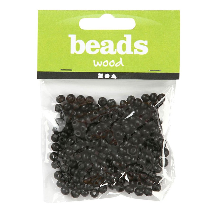 Kreative leker - Creativ Company Wooden Beads Black 150pcs. - 570395