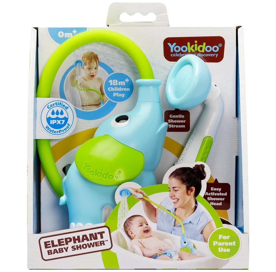 Babyutstyr - Yookidoo - Elephant Baby Shower - Blue/Green - YO40210