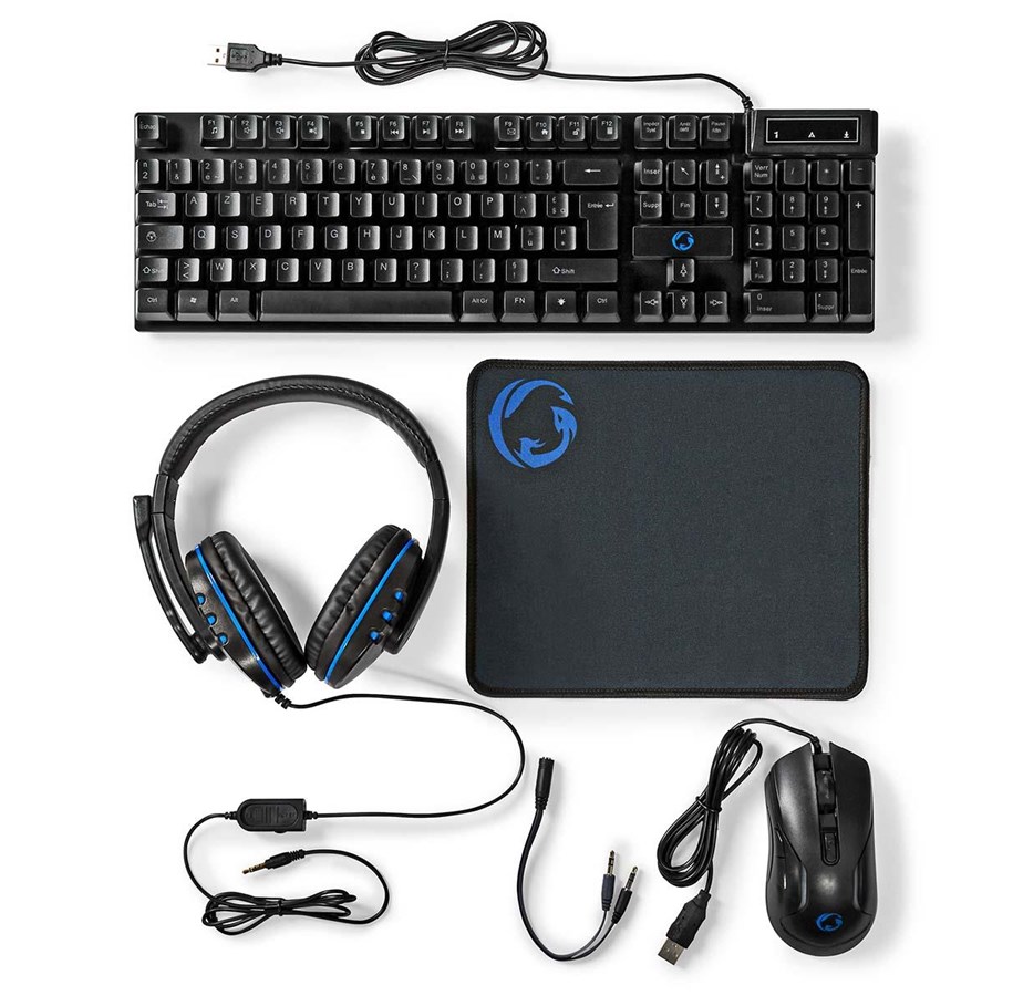 Tastatur - Nedis Gaming Combo Kit keyboard - GCK51110BKFR