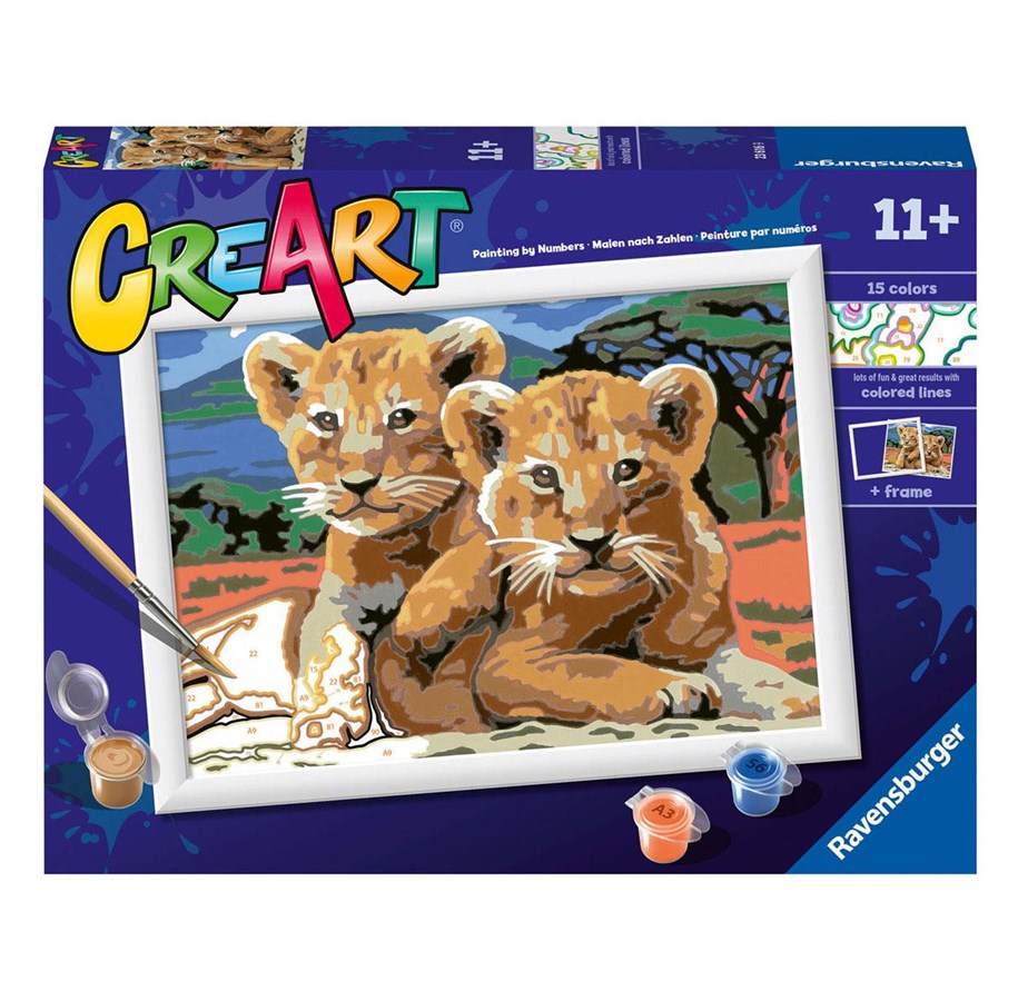 Kreative leker - Ravensburger CreArt Painting by Numbers - Little Lion Cubs - 236169